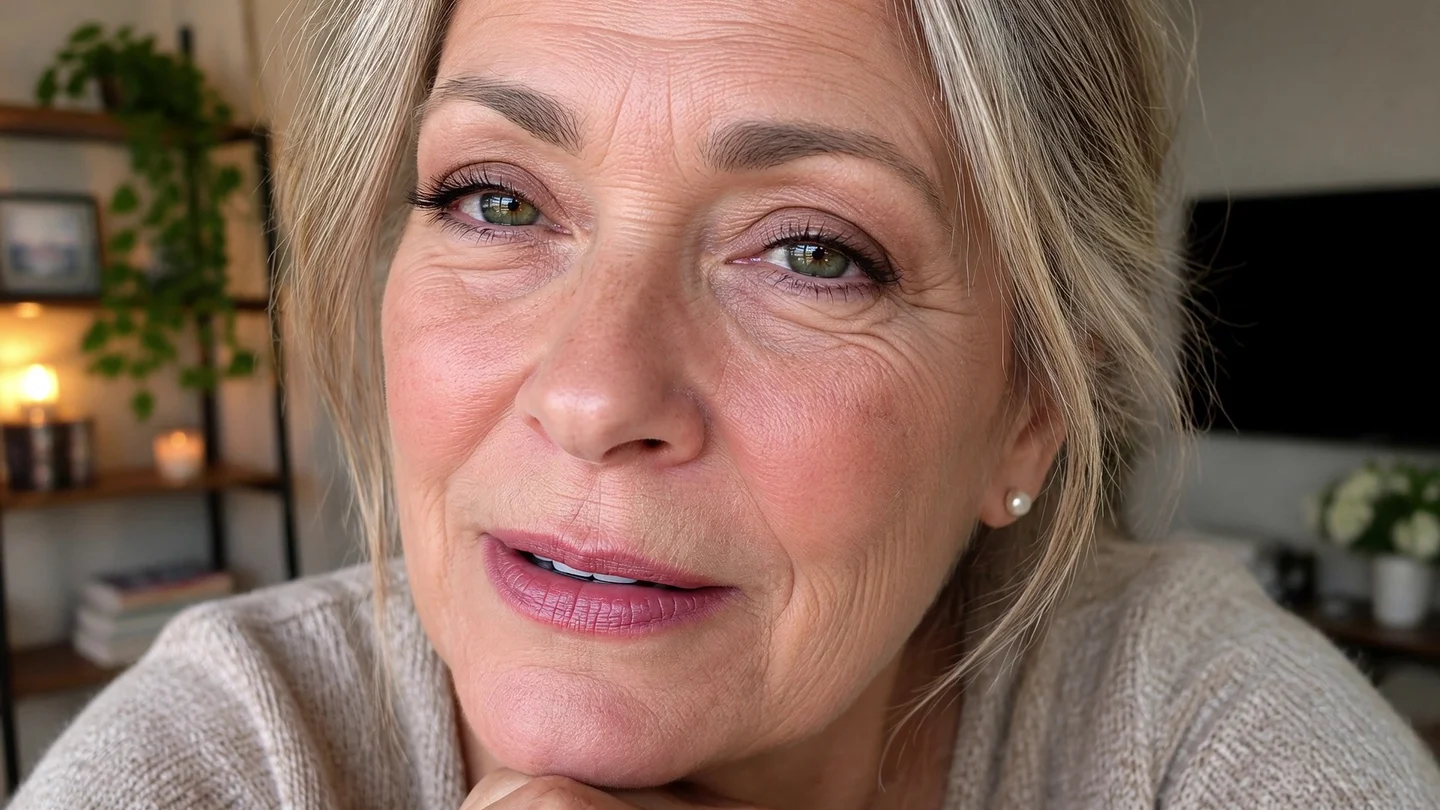 A mature creator speaking to camera, original frame before processing