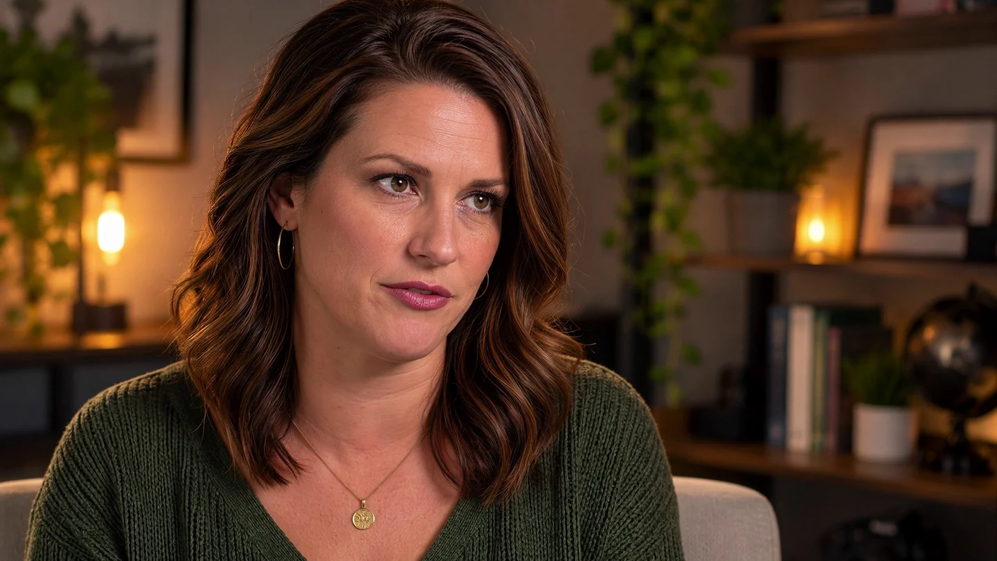 A woman speaking in an interview, original frame before processing