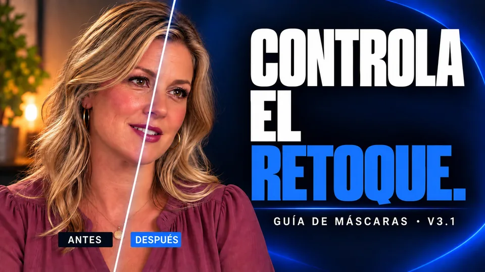 Controla el retoque: miniatura de la guía de máscaras de VanityFilter 3.1 con una entrevistada antes y después